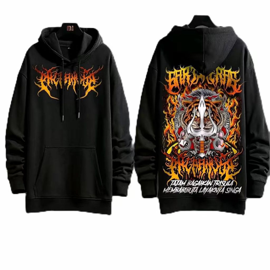 JAKET HOODIE PAGARNUSA TAJAM BAGAIKAN TRISULA MEMBABI BUTA LAYAKNYA SINGA BISA COD // JAKET SWEATER 