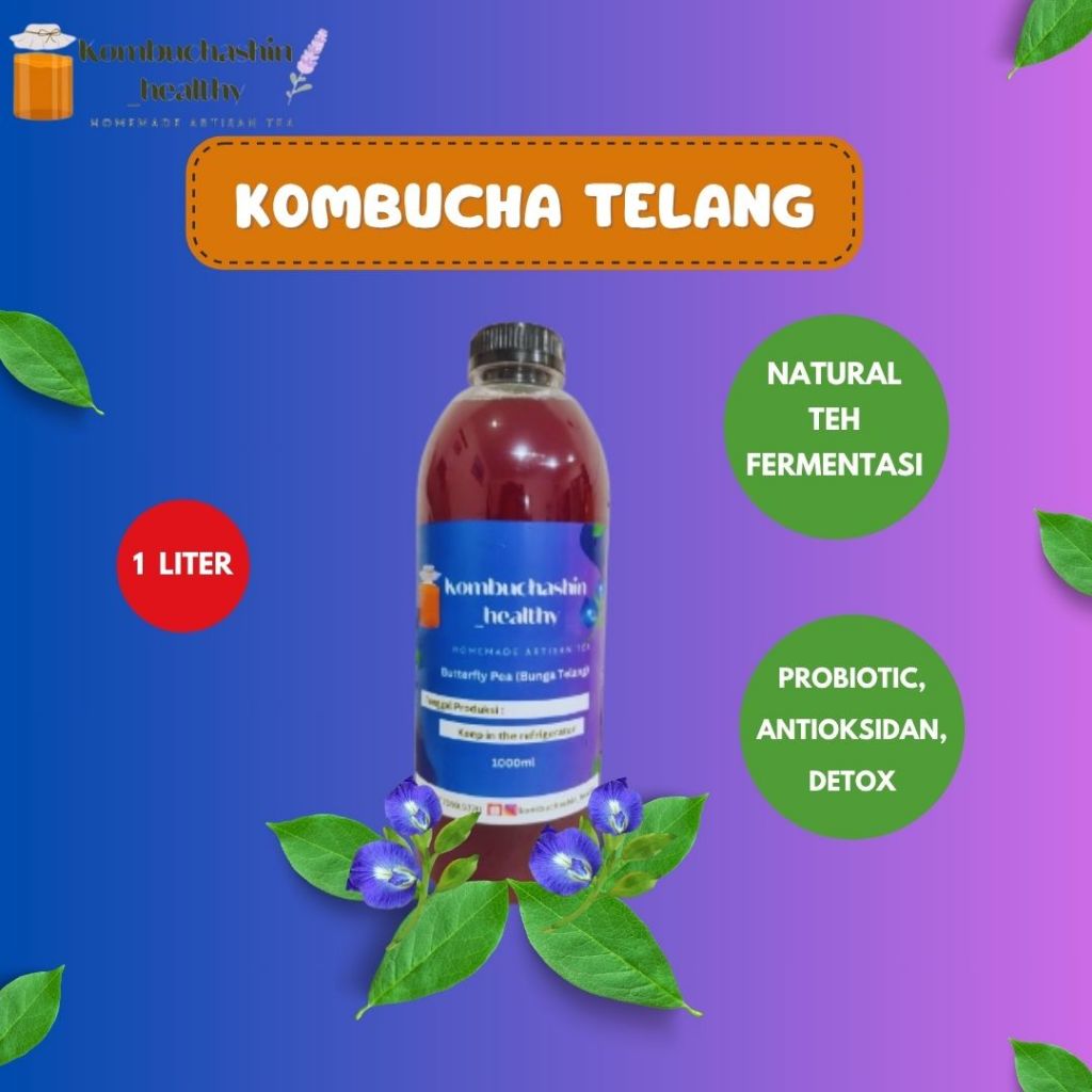 

KOMBUCHA BUNGA TELANG 1 Liter Minuman Probiotik Sehat Untuk Kesehatan Pencernaan