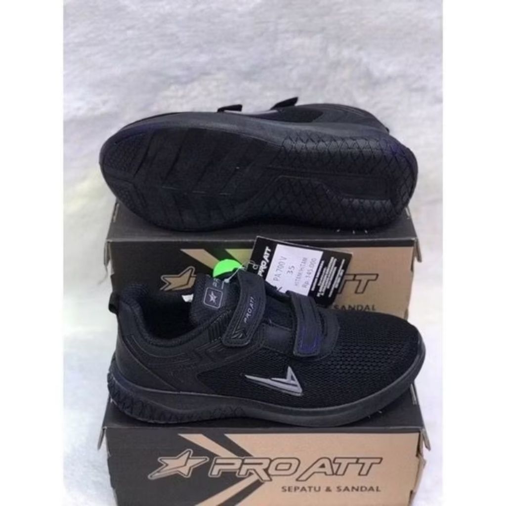 Sepatu Sekolah Hitam - Hitam Putih Sepatu Sekolah Anak Laki-laki Perempuan Kretekan PRO ATT PA 700 V
