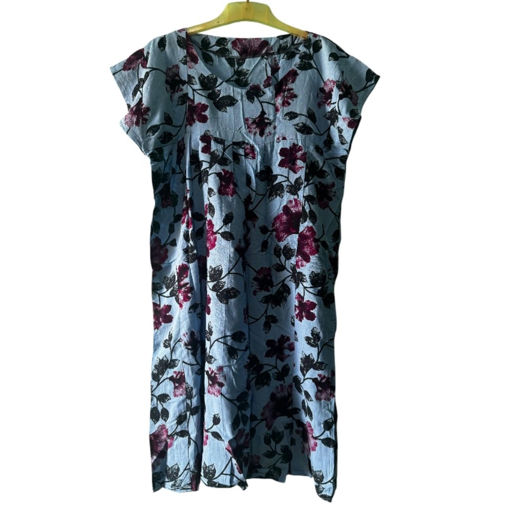Daster warna biru motif bunga motif bunga merah daster sexy aster remeja daster kekinian