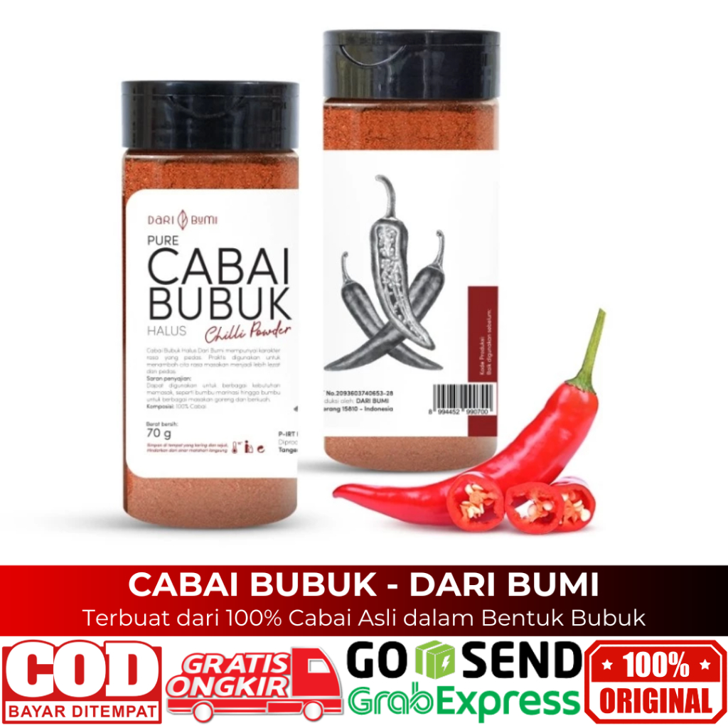 

Cabai Bubuk Halus 70 Gr Premium Chilli Powder Dari Bumi