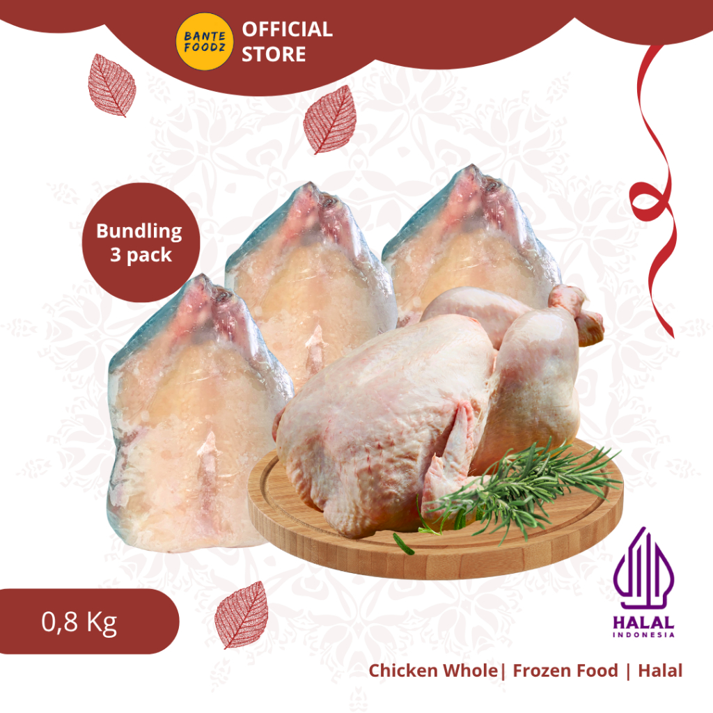 

[Bante Foodz] Ayam Karkas Broiler / Ayam Utuh 800 gram / 0.8 kg - Isi 3 pack
