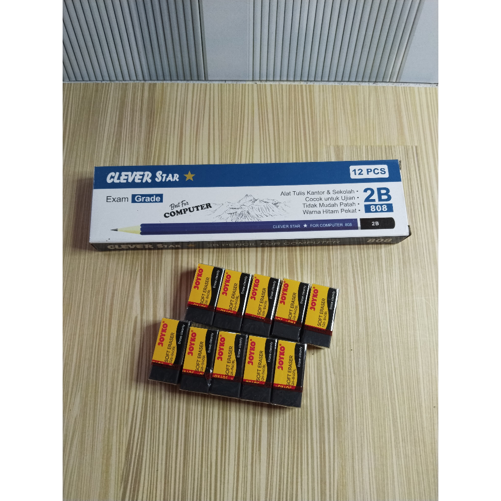 

PROMO PAKET HEMAT PENSIL CLEVER STAR 2B BIRU 12 PCS + PENGHAPUS JOYKO 10 PCS