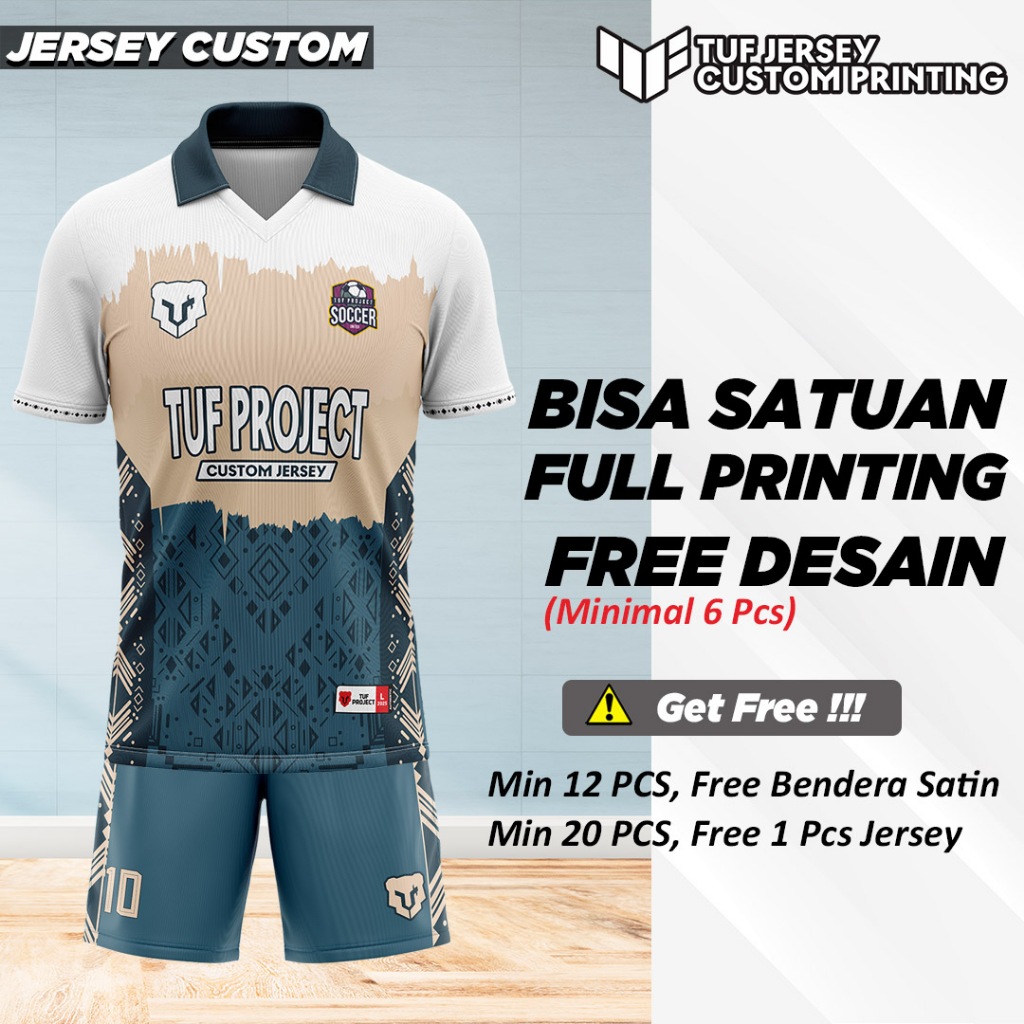 Jersey Vintage Retro Classic Futsal Sepak Bola Badminton Sepeda Volley Custom Nama + Logo Full Print
