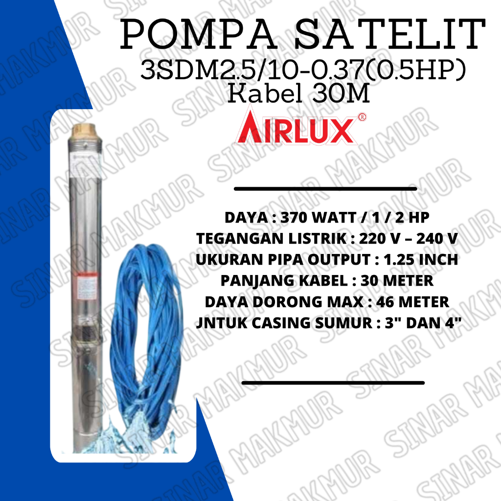 Submersible pump/pompa Satelit/Airlux 3SDM2.5/10-0.37(kabel30m) Airlux