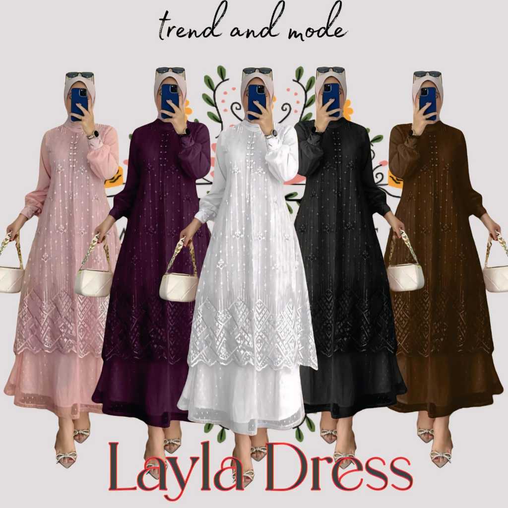 dress wanita kondangan elegan Layla DRess Gamis Wanita Lebaran Aoutfit Pesta Mewah matt Brukat Impor