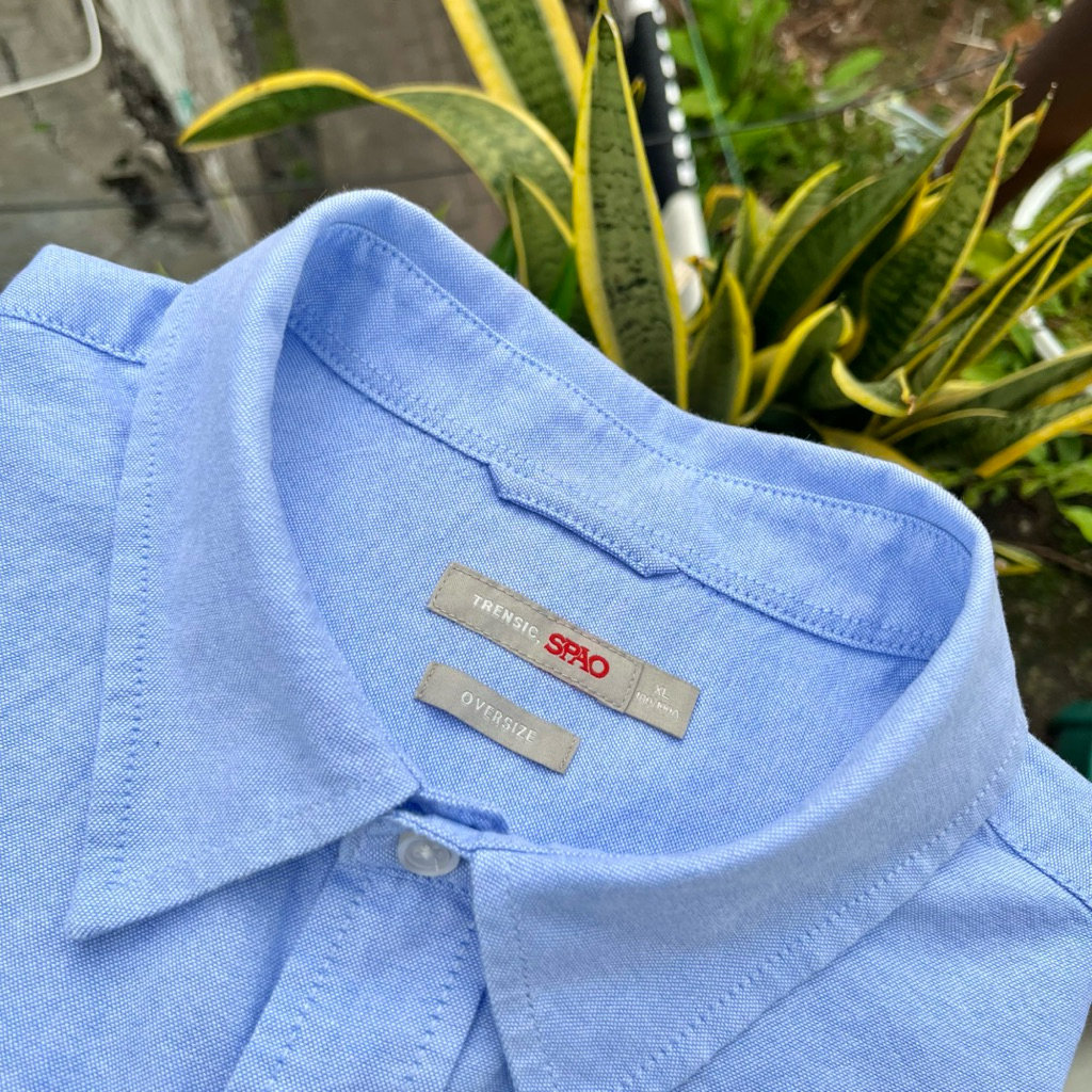 [Big Size] Kemeja Oxford SPAO Oversize Baby Blue (4XL)