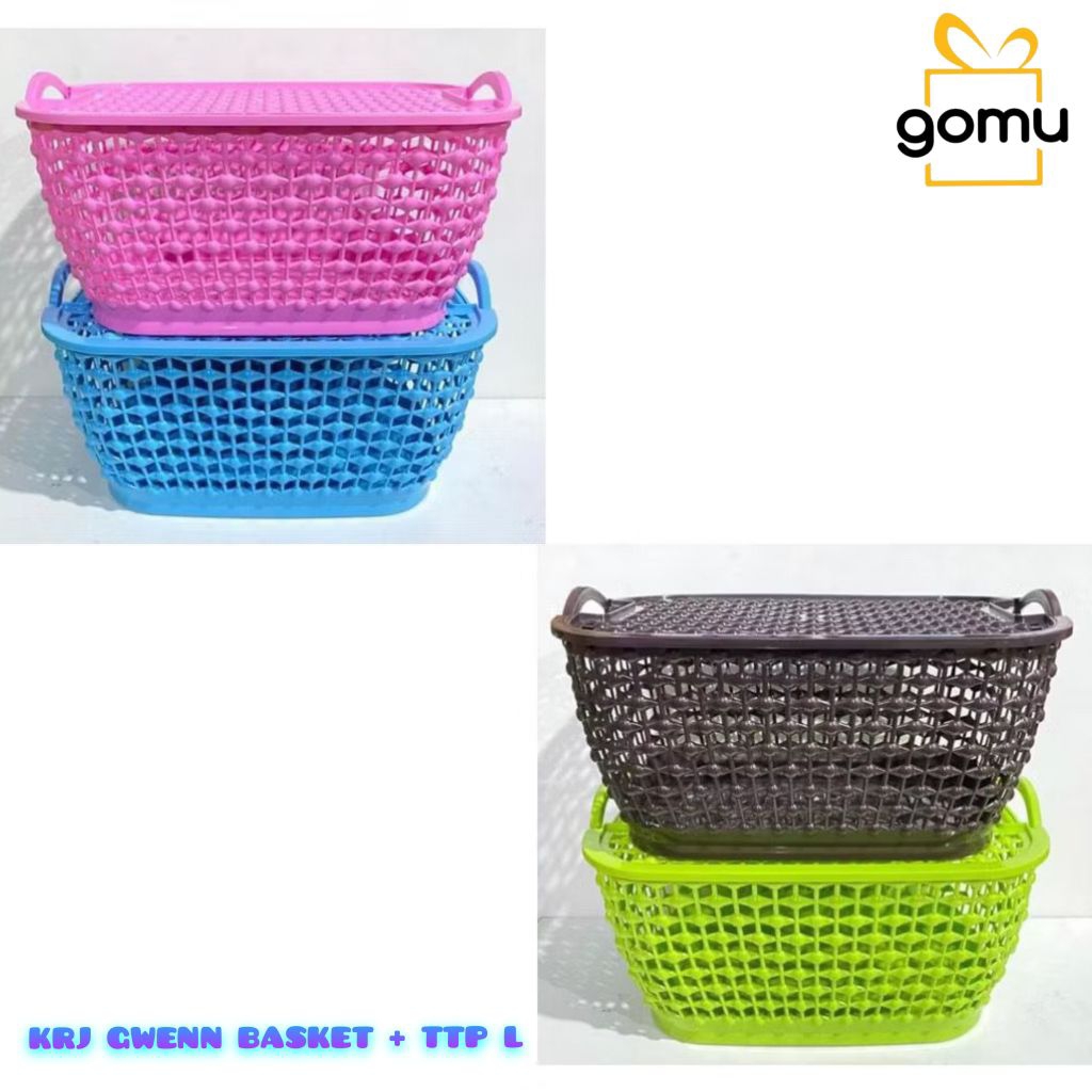 GWENN BASKET + TUTUP / KERANJANG SERBAGUNA WARNA L