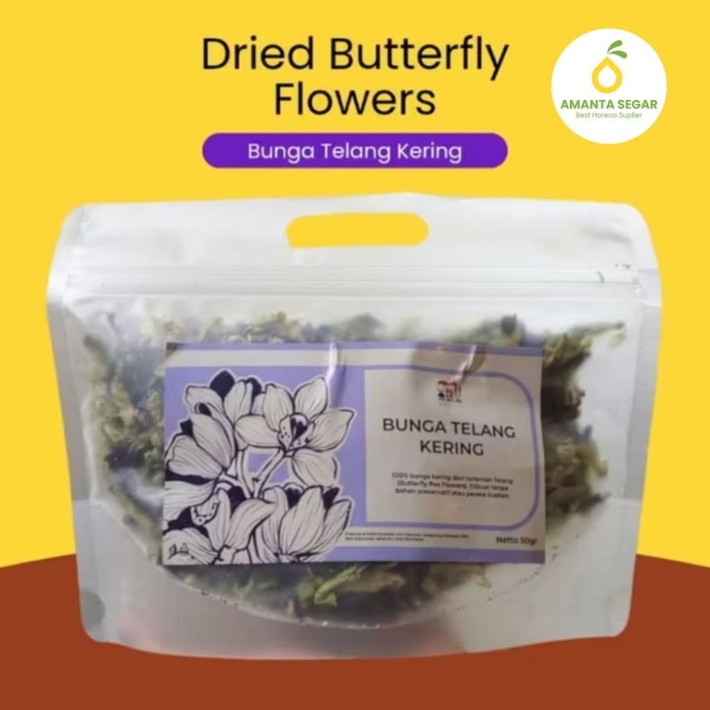 

Amanta Segar | Bunga Telang Kering Menghasilkan Warna Original Premium 50gr Butterfly Pea Flower Cocok untuk Teh atau Minuman di Resto Cafe