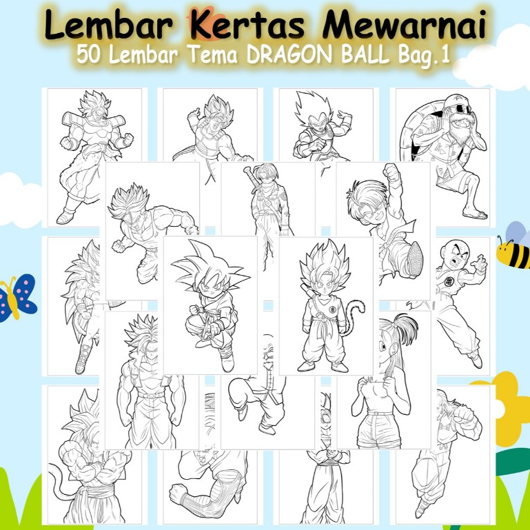 

Kertas Gambar 50 Lembar - Kertas Mewarnai Tema DRAGON BALL Bag.1 - Coloring Pages A4 A5