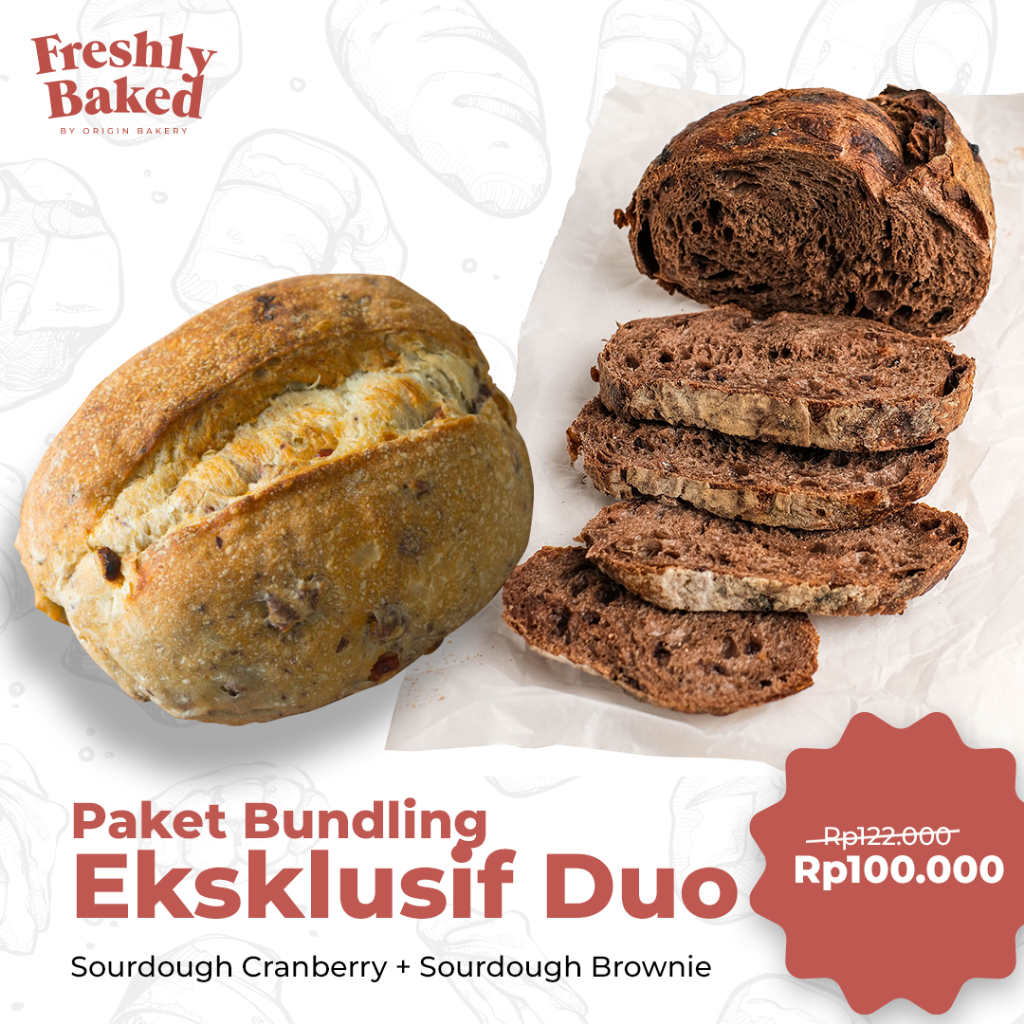 

Bundling Eksklusif: Sourdough Cranberry Walnut + Sourdough Brownie - 2 Sourdough Bread