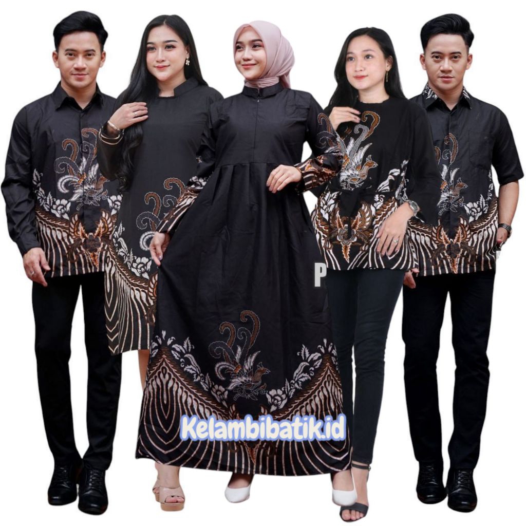 Setelan Couple Batik Modern Motif Ayam Hitam - Baju Sarimbit Keluarga - Couple Batik Atasan Pria Dan