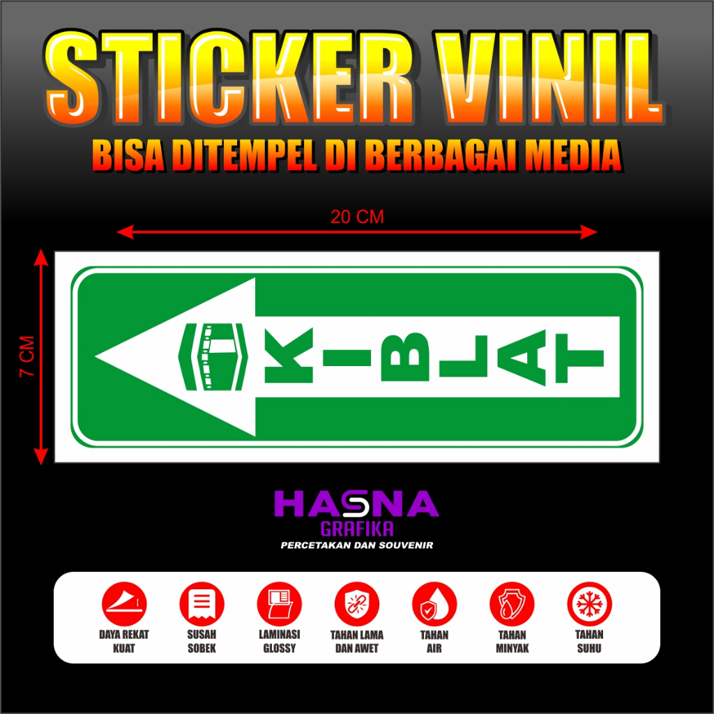 

Stiker / Sticker ARAH KIBLAT LURUS KEATAS