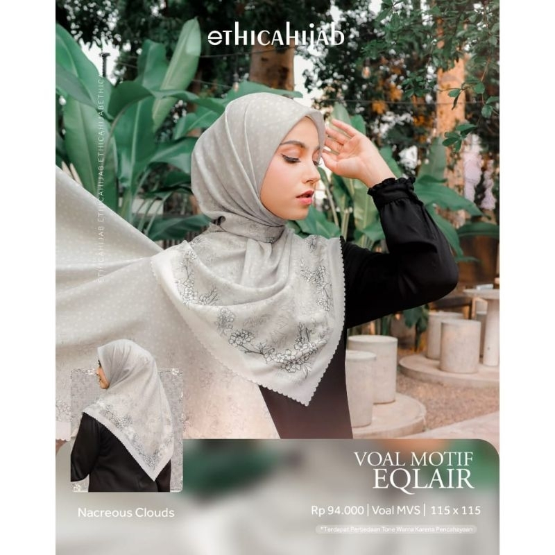 Ethica Hijab Voal Motif Eqlair Kerudung Segi Empat Voal
