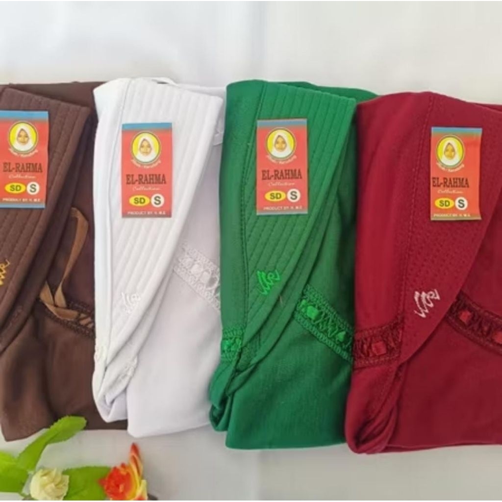 SERUT RABBANI EL RAHMA ukuran SD / Bergo serut pita/Hijab serut pita/kerudung seragam SD