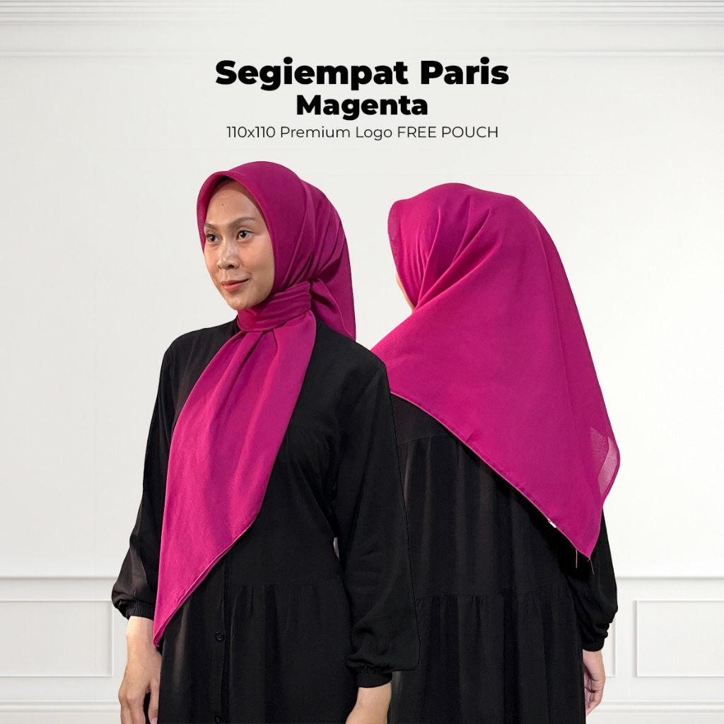 Hijab paris Magenta 110x110 | jilbab paris warna magenta | kerudung paris polos magenta | hijab segi