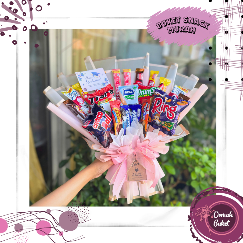 

Buket Snack | Buket Snack Murah Wrap Paper | Buket Wisuda | Buket Snack Wisuda | Buket Jajan | Hadiah Wisuda | Oemah Buket Official