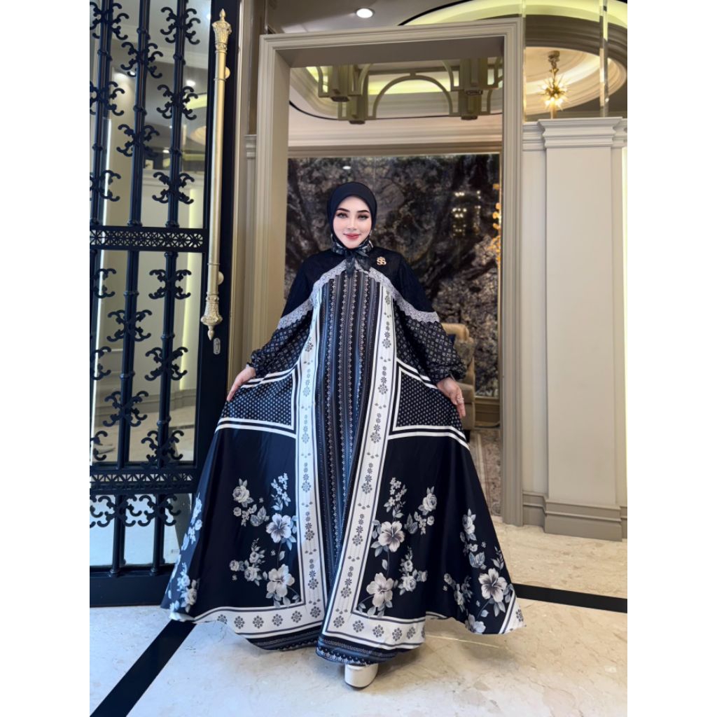 dress mewah flower combi brukat Shella saukia