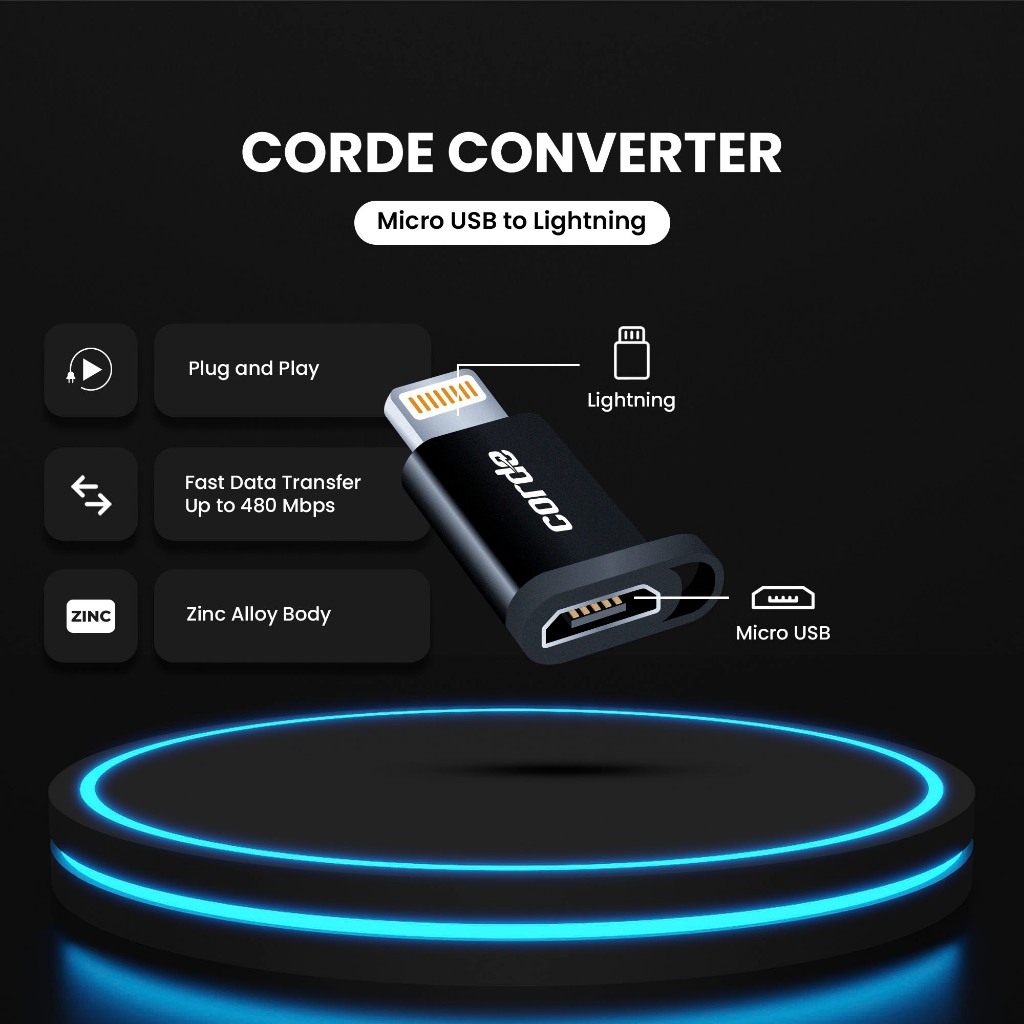 Converter MicroUSB ke Lightning OTG iPhone Adapter Kuat Charger Data Transfer