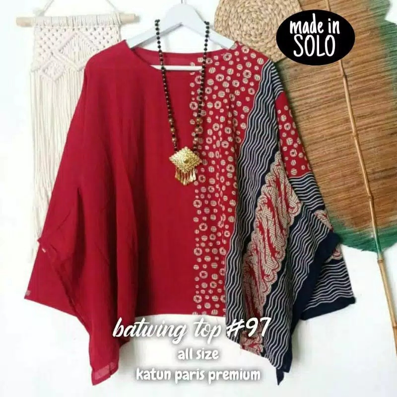 hot sale blus batwing lapis krikil terbaru bahan paris adem / atasan batik wanita terbaru allsize