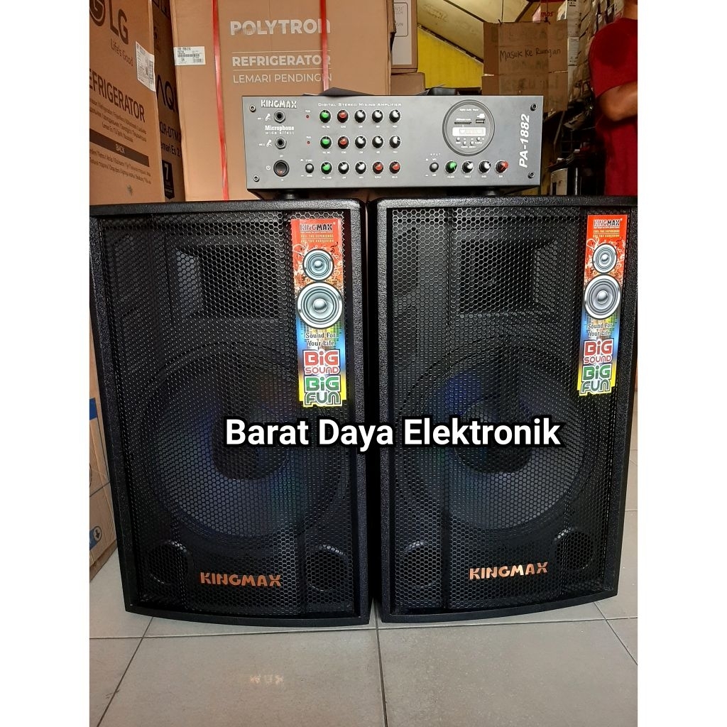 KING MAX SPEAKER KARAOKE BLUETOOTH PA 1882 PAKET KARAOKE (SPEAKER+MIXER)