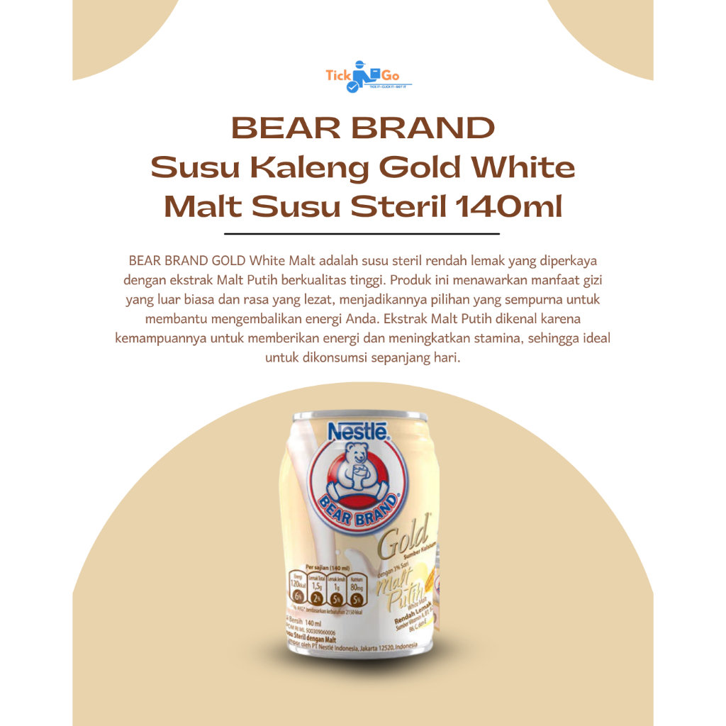 

Tickngo-Susu Kaleng Gold White Malt Susu Steril 140ml-susu kaleng