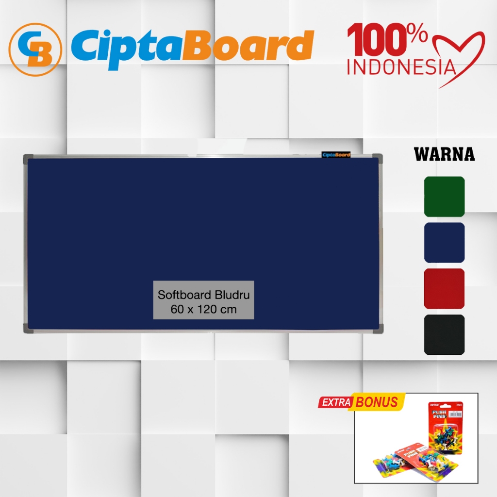 

Softboard / Cork Pin Board / Papan Mading Gantung Cipta / Bludru 60 x 120 cm