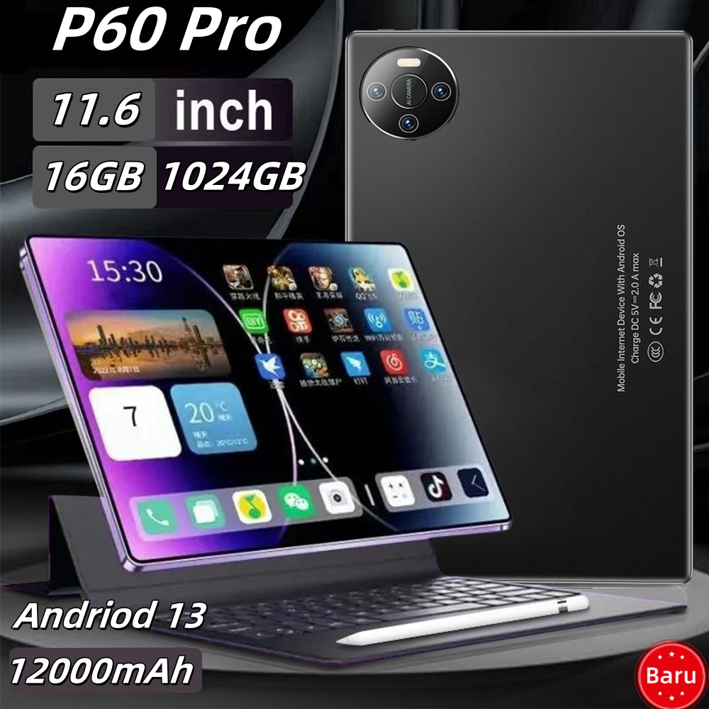 【COD+Pengiriman Gratis】Tablet PC Baru Tablet PAD 70/P60 16GB + 1024GB Tablet Android 11.6inch Layar 