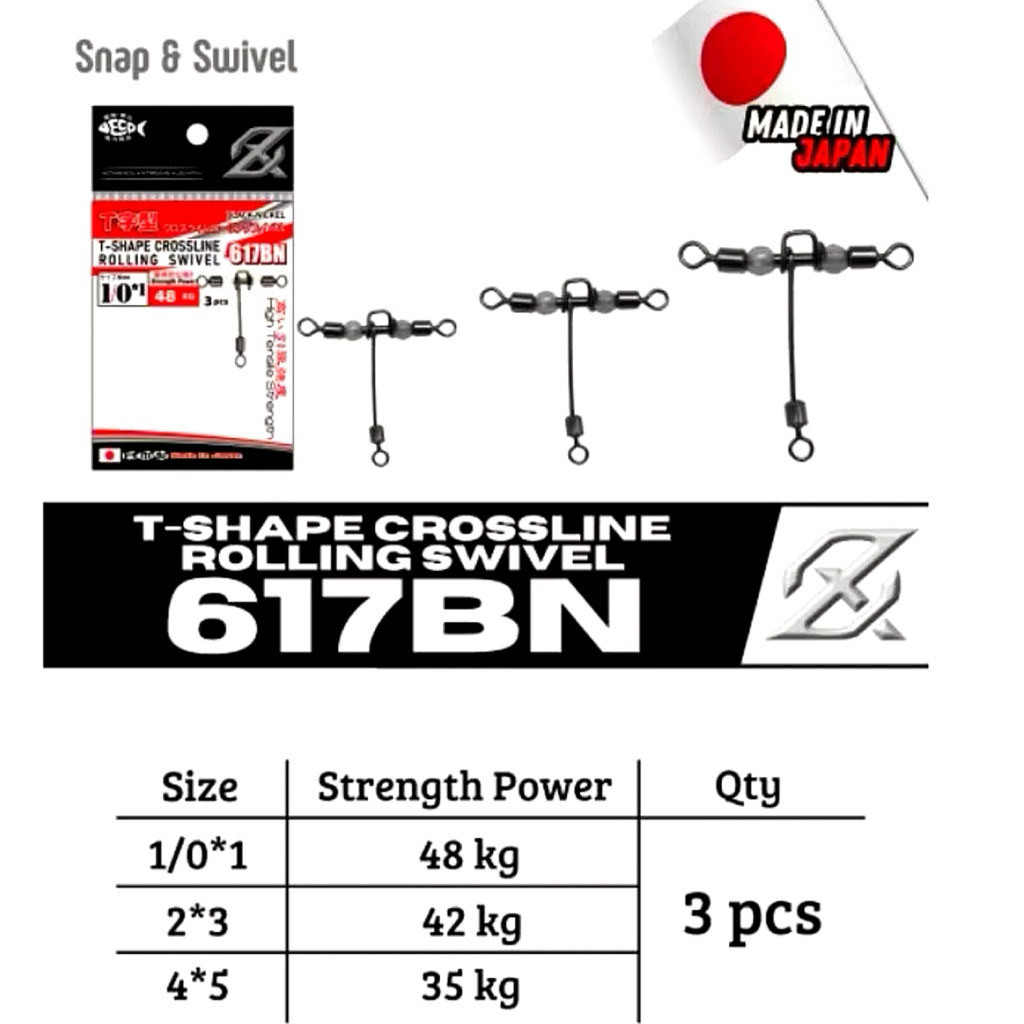 Aksesoris Pancing / Kili Kili Pancing AXZ T-Shape Crossline Rolling Swivel / Kili Kili Cabang Tiga