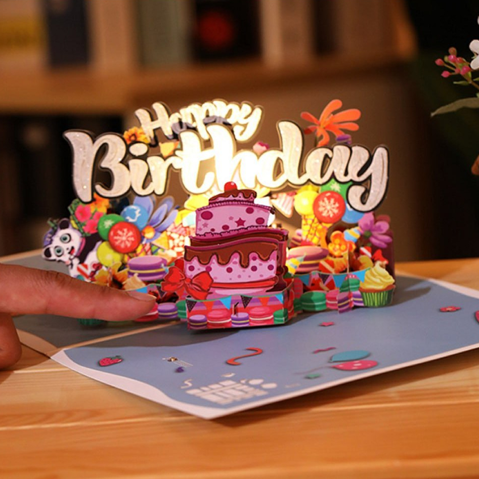 Kartu Ucapan Ulang Tahun 3D Ada Lampu Dan Musik Kartu Ucapan Happy Birthday Kartu Ucapan Pop Up