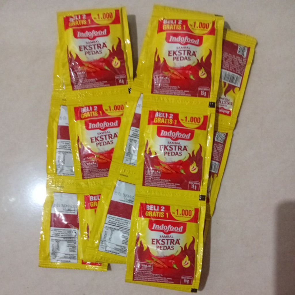

Indofood Sambal Ekstra Pedas 1 renceng 15 sachet