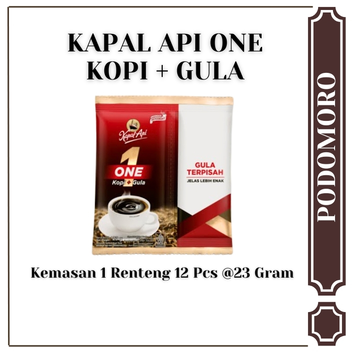 

Kopi Gula One - Kopi Kapal Api - Kopi + Gula Pisah - 1 Renteng isi 12 Pcs