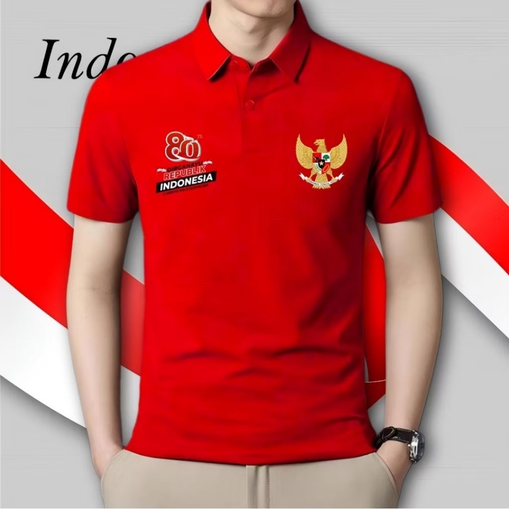 Kaos Kerah 17 Agustus 2025 / Kaos Kerah Merah Putih Agustusan 2025 / Kaos Kerah Pria 17 Agustus 2025