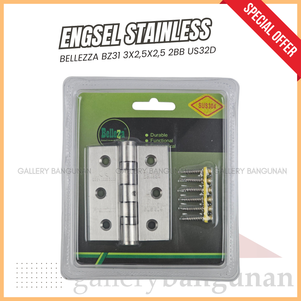 (1set) Bellezza Engsel Stainless 3" BZ31 3x2,5x2,5 2BB US32D Bearing Belleza Beleza BZ 31 3in 3inch 