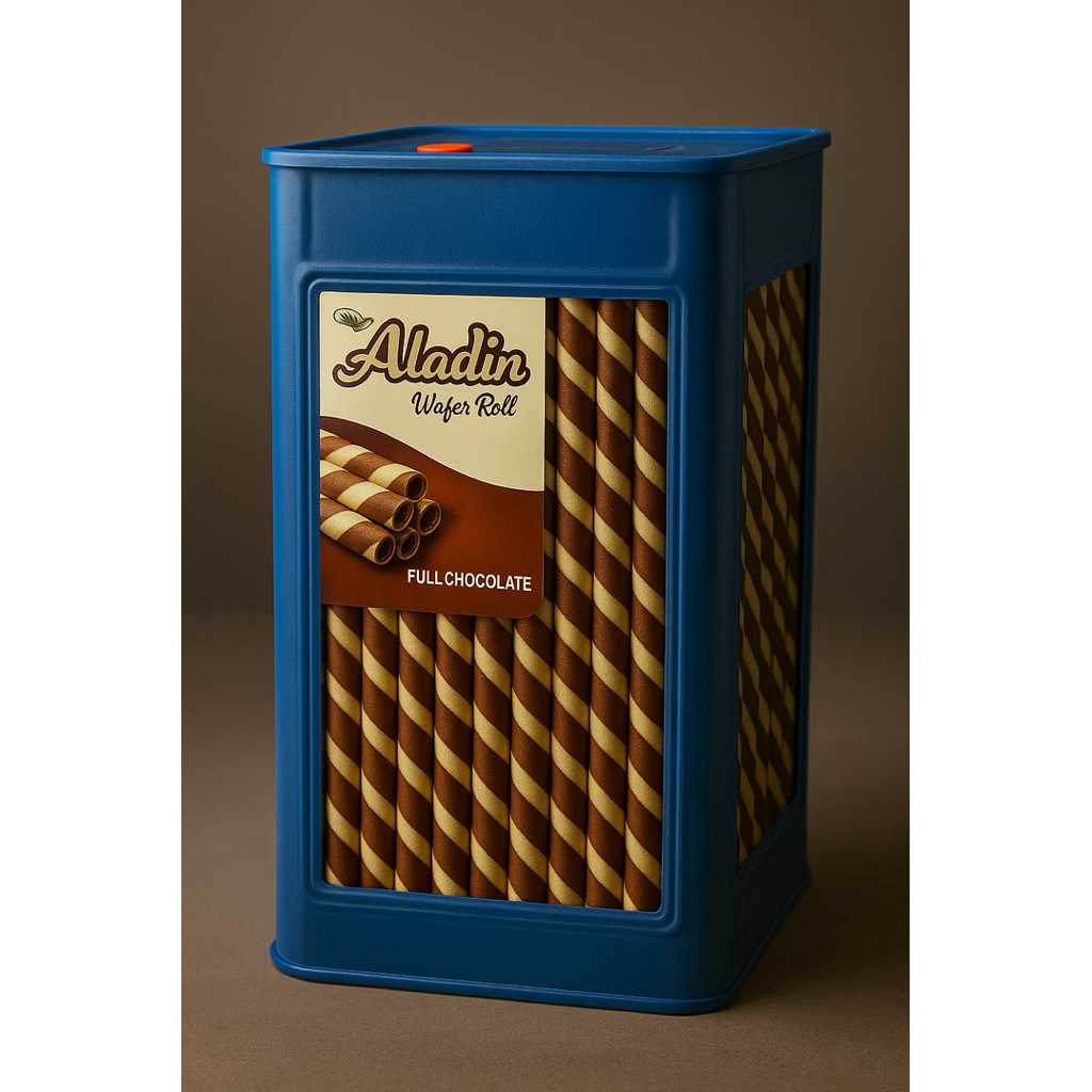 

Astor Aladin Wafer Roll Coklat – Kemasan Blek Besar / 500g / 200g / 3rb