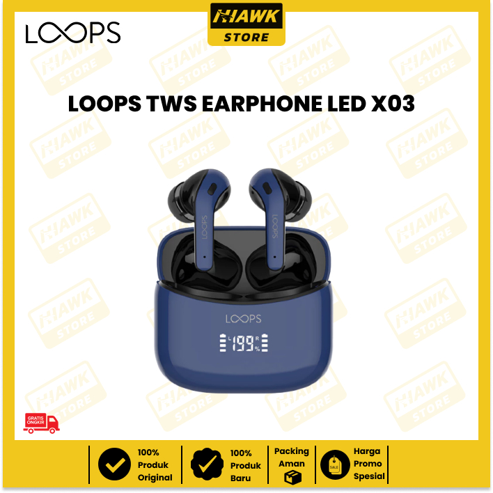 Loops TWS Earphone LED X03 Garansi Resmi