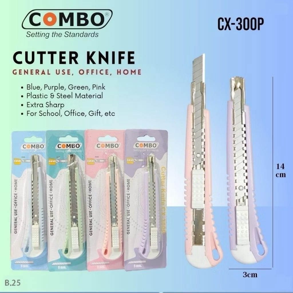 

Gunting Cutter XIDA STAINLESS STEEL/ Pisau Cutter Cutter Combo CX-300P Pastel 9mm