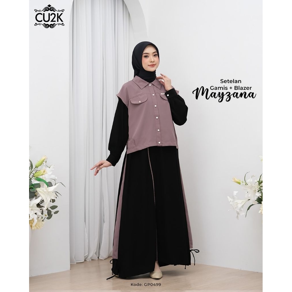 setelan gamis blazer mayzana original by cu2k