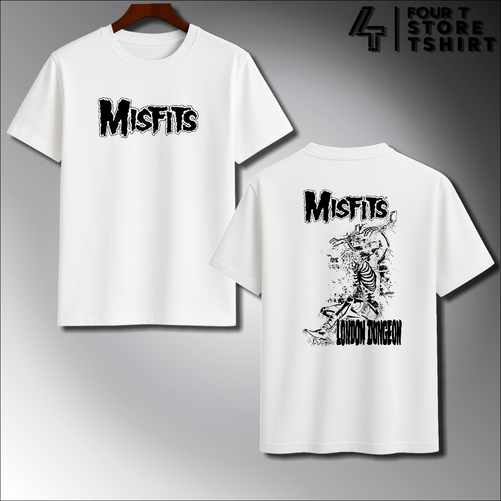 Baju Misfits Band London Dungeon Second Pocong Katun Combed Lengan Pendek Pria Wanita Keren