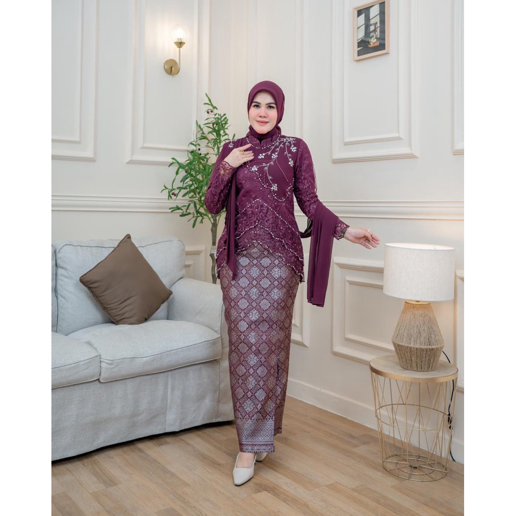 Setelan Kebaya Modern 2025-Baju Kebaya Asma Full Payet Bahan Tille Bordir-Kebaya Wanita-Kebaya Wisud