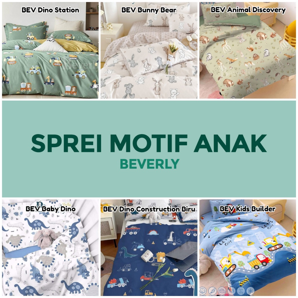Sprei Motif Anak Anti Geser - Katun BEVERLY/ALICIA/MAGENTA