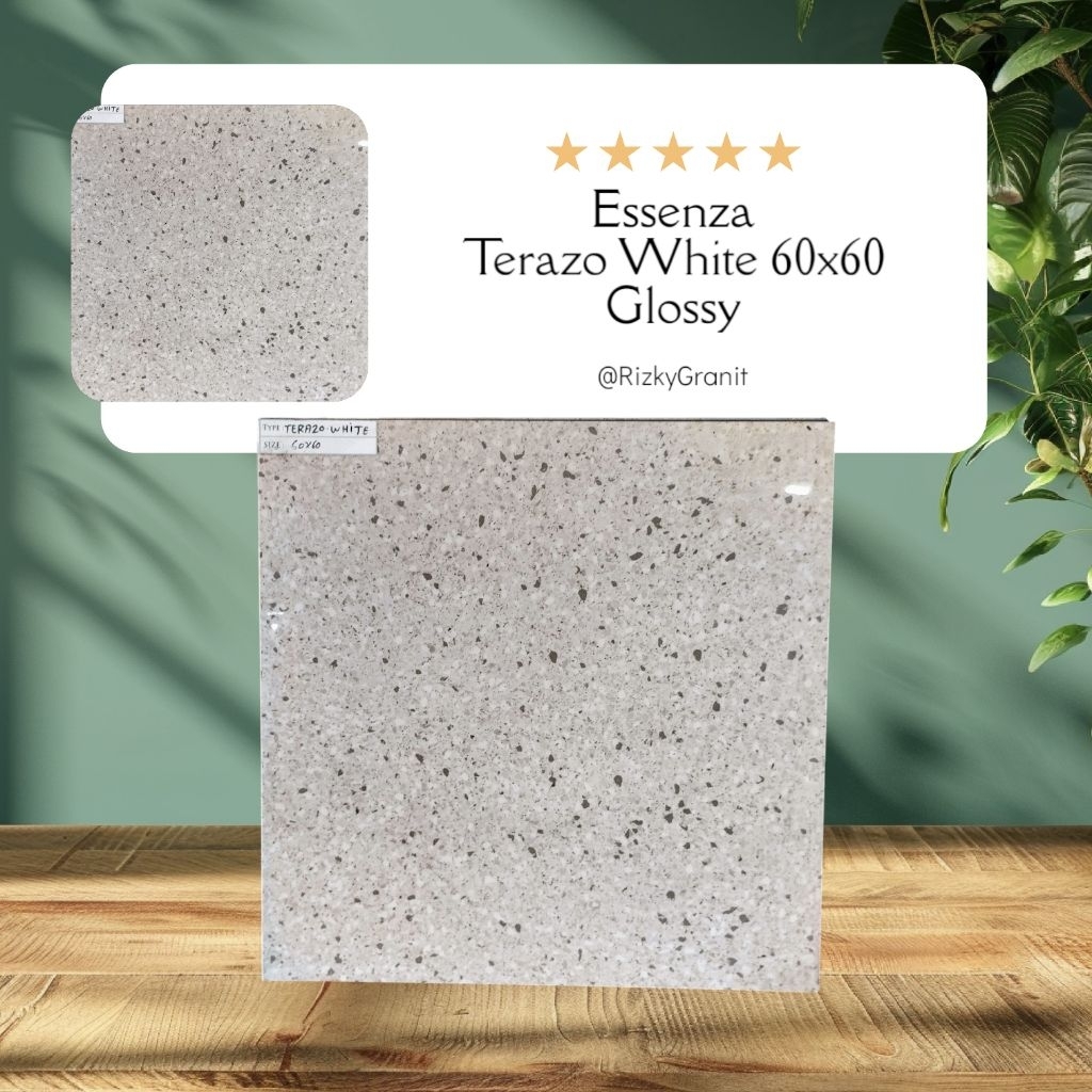 Granit Essenza Lantai 60x60 Terrazo White (Glossy/Licin)