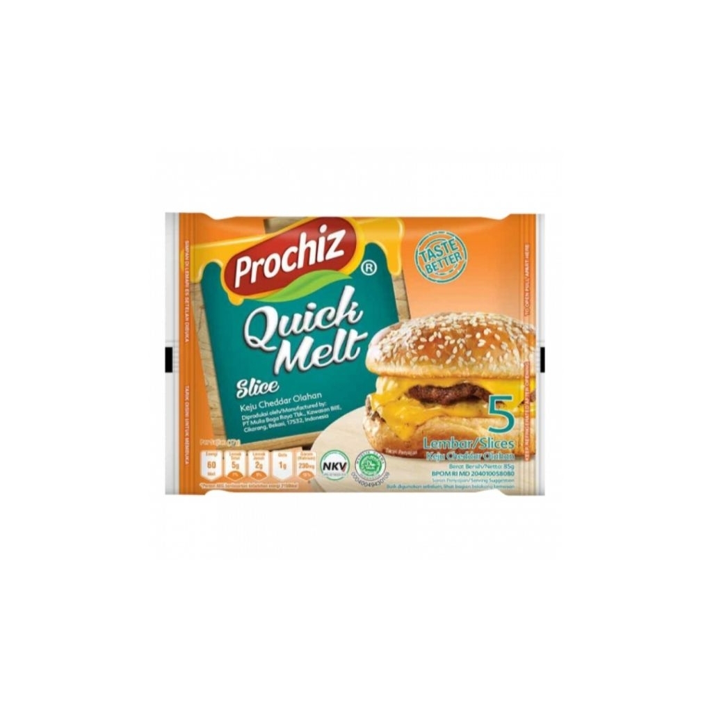 

Prochiz Slices Quick Melt Keju Cheddar Olahan 5 slice/pack