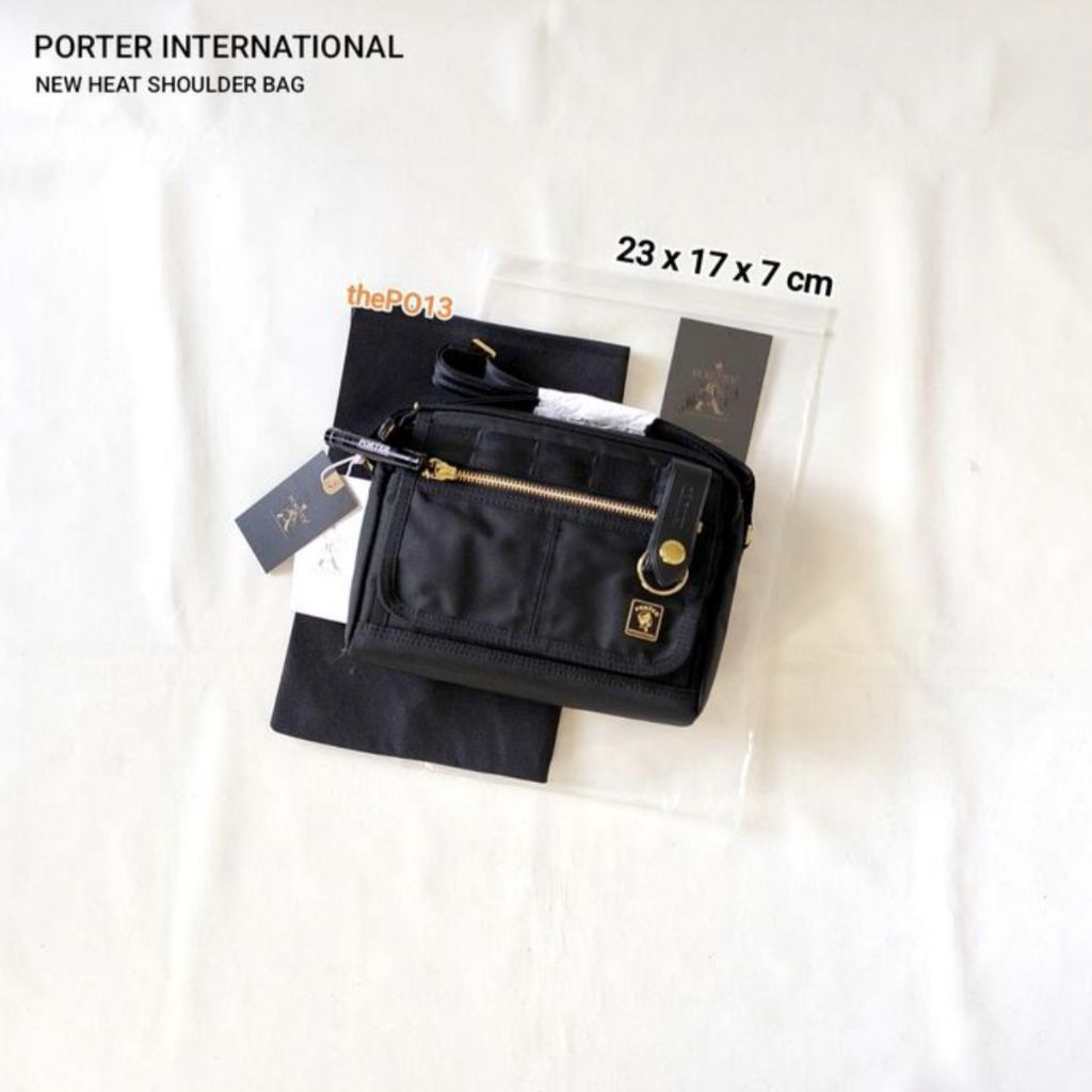 PORTER INTERNATIONAL HEAT SHOULDER BAG (S) BLACK WITH MAGLITE AUTHENTIC 100% BNWT