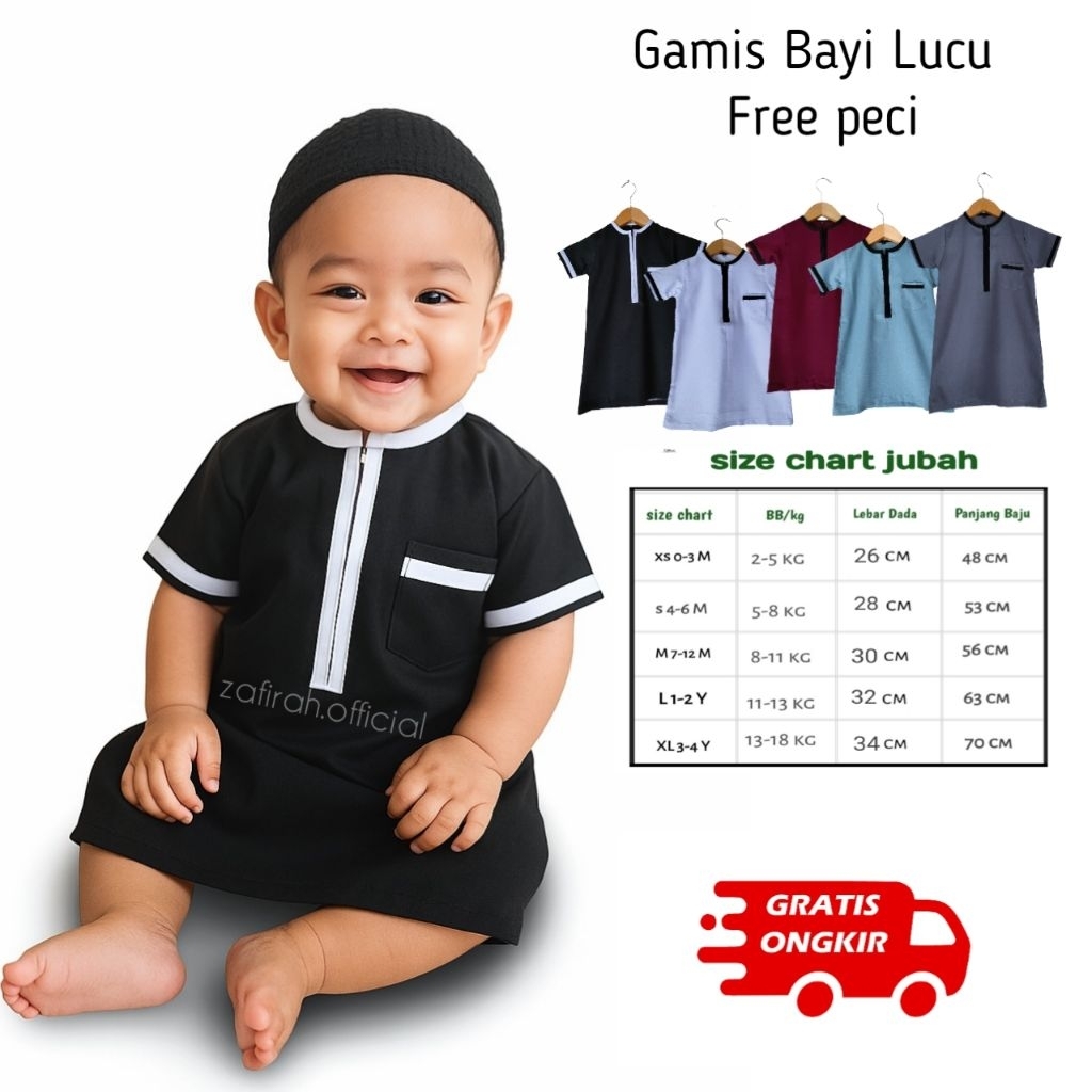 Baju Koko Jubah Bayi Anak Laki Laki Baru Lahir Koko Muslim Bayi 0-12 Bulan Jubah Arab Anak 1-4 Tahun