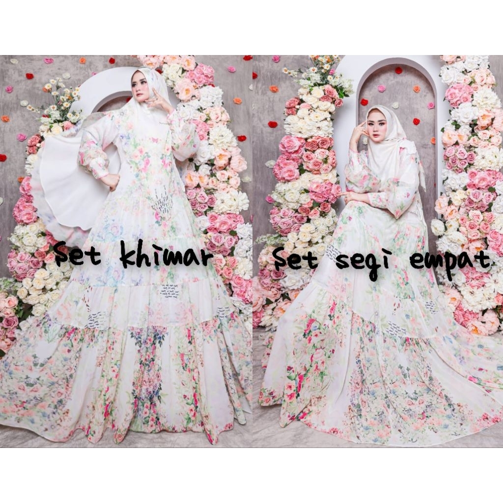 GAMIS OWCAN PRINTING YODIZEN KHIMAR SEGI EMPAT WANITA MUSLIM