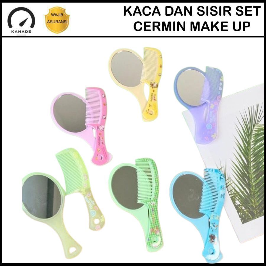 Set Sisir Kaca Isi 2 Sisir Gagang Kaca Portable Set Sisir / Sisir Kaca