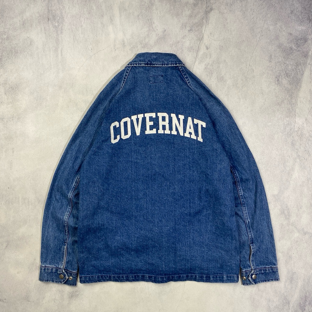 Covernat S/S 2016 Blue Washed Denim Coach Jacket Casual Harrington Work Jacket