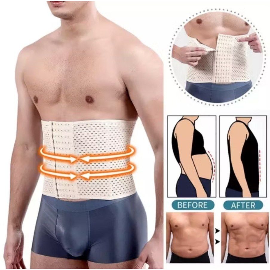 KORSET KAIT PRIA BREATHABLE 25CM by KIREI  Korset Pelangsing Perut Buncit Pria Laki laki Gym Fitness