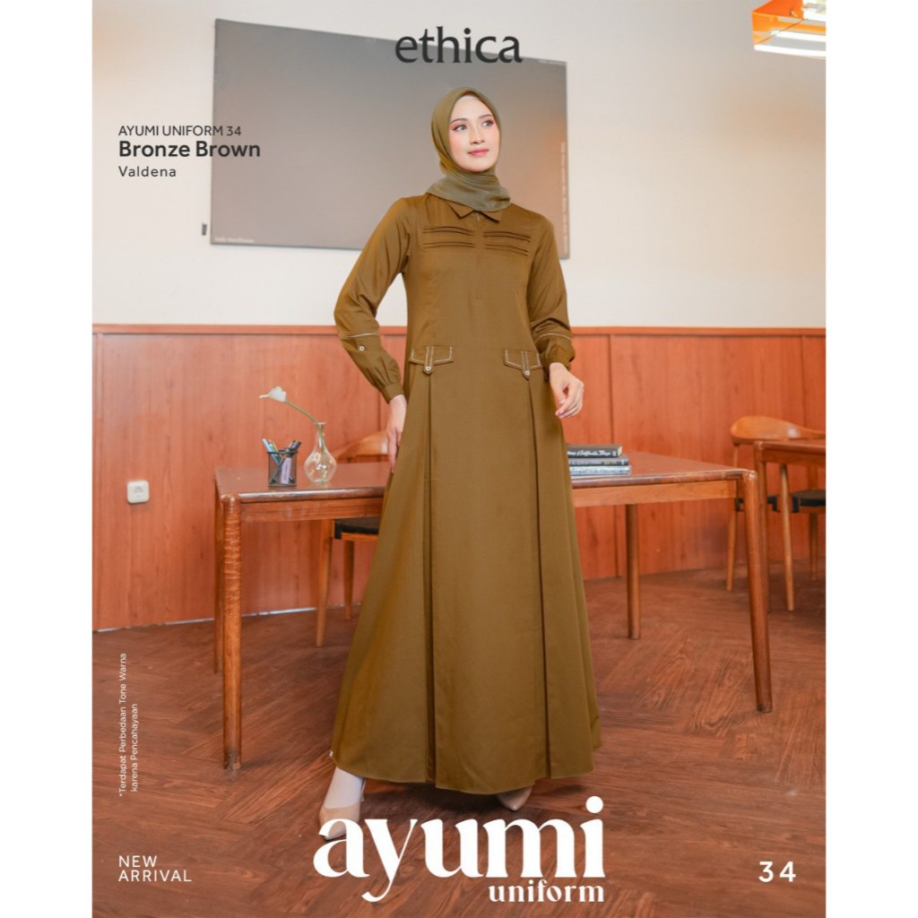 AYUMI UNIFORM 34 BRONZE BROWN, SERAGAM KERJA WANITA GAMIS KEKI (ETHICA RUMAH FAIQA)